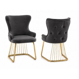 Set 2 scaune gri antracit/gold