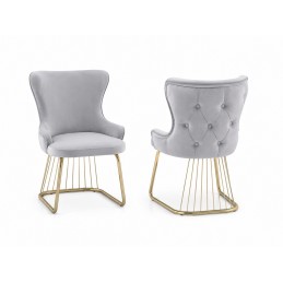 Set 2 scaune gri/gold